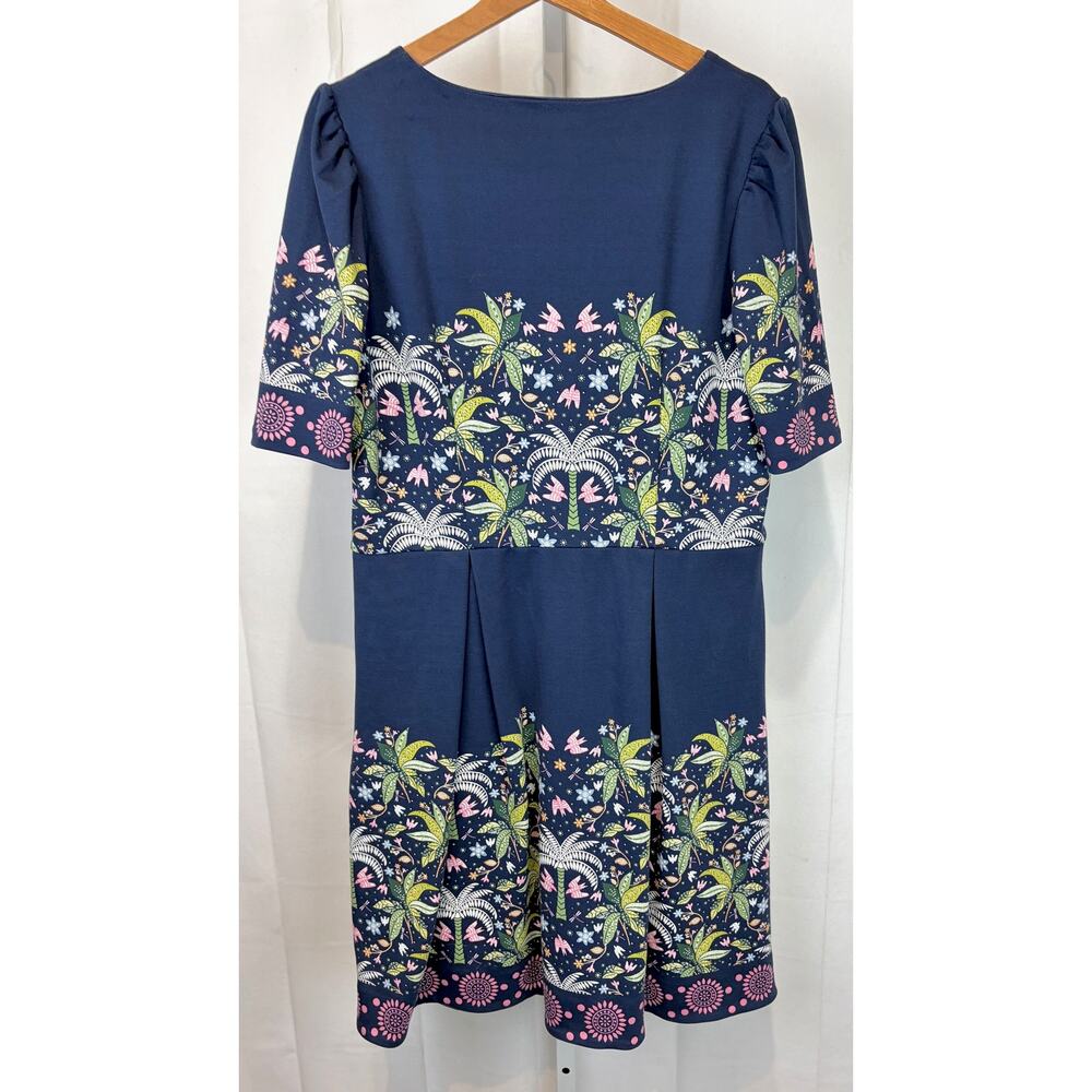 NWT BODEN Floral Puff Sleeve Knit Dress D0167 Pockets Blue Multi UK 18 US 14 - Picture 2 of 8